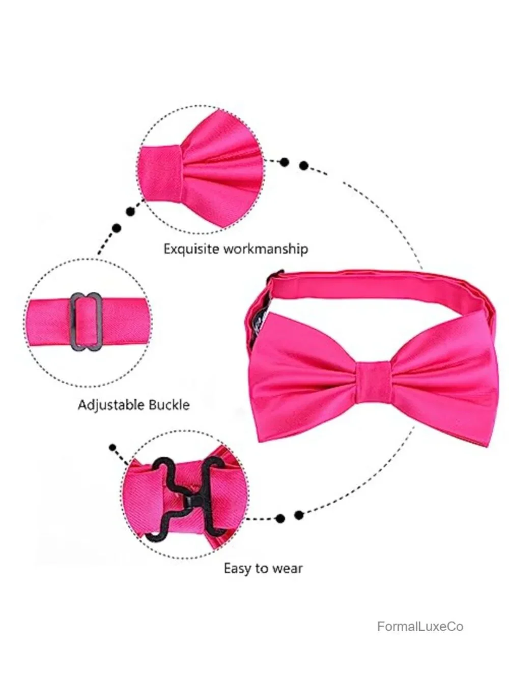 Mens Tuxedo Bow Tie Hanky and Cufflinks Set Polyester Silk Wedding Party